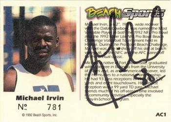 1992 Beach Sports - Autographs #AC1 Michael Irvin Back